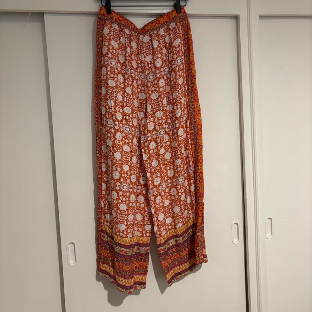 Anthropologie Vibrant Orange and Pink Pants Size M